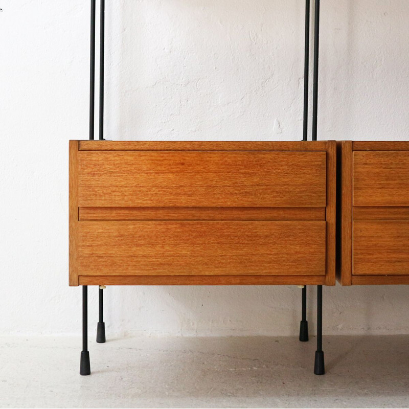 Vintage wall unit in teak by Omnia Hilker, 1960s