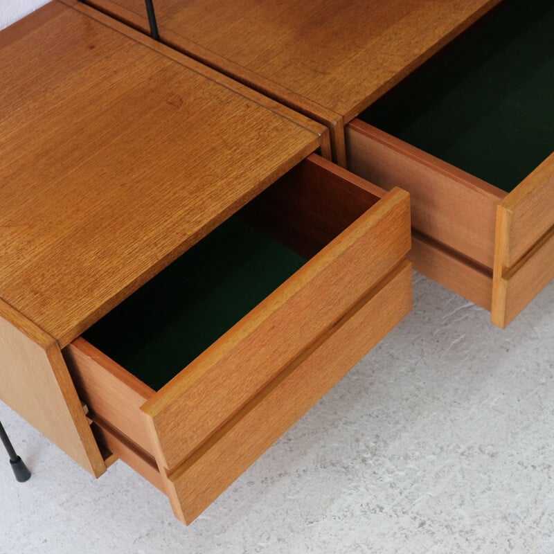 Vintage wall unit in teak by Omnia Hilker, 1960s