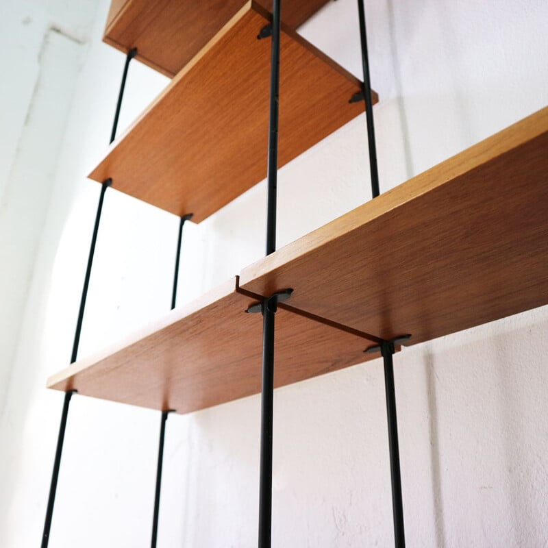 Vintage wall unit in teak by Omnia Hilker, 1960s