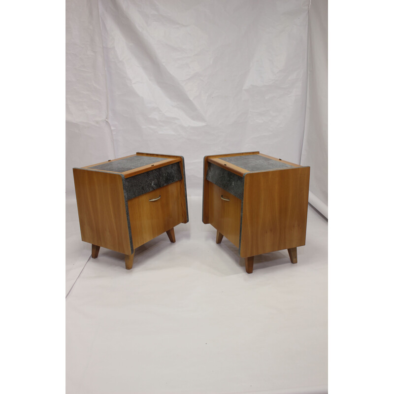 Pair of vintage bedside tables France 1950s