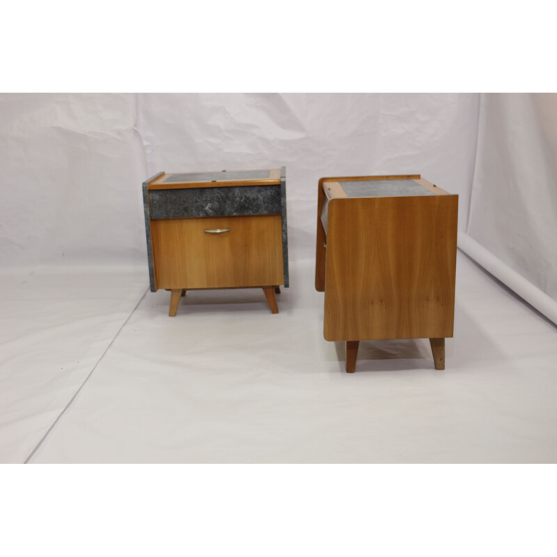 Pair of vintage bedside tables France 1950s