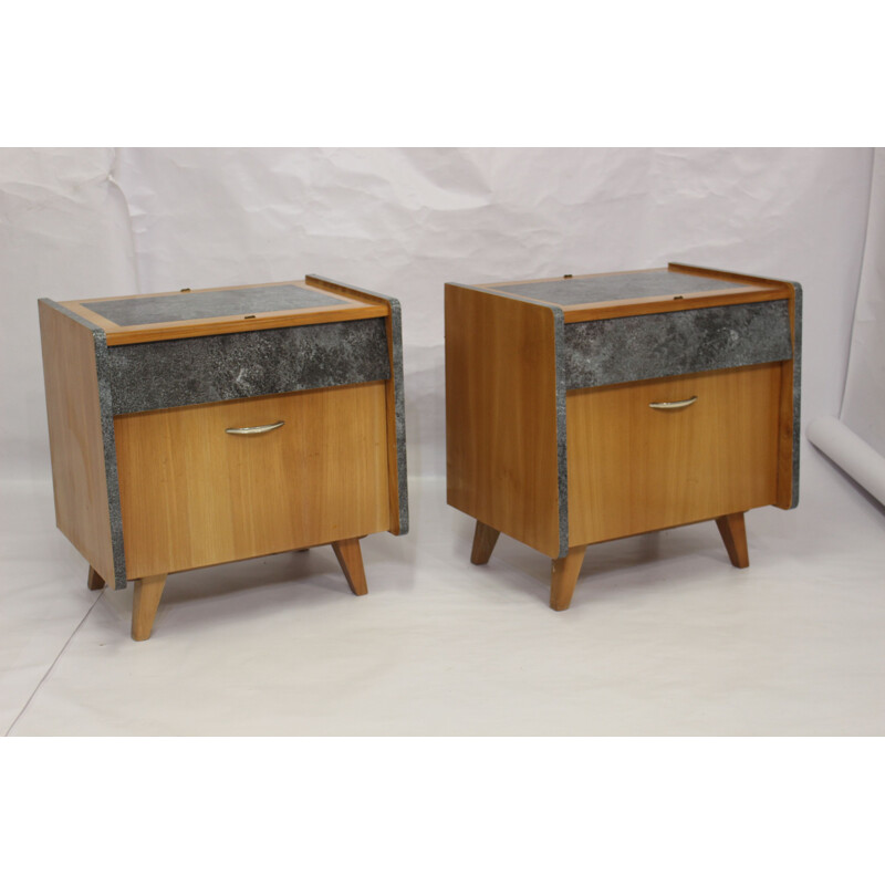 Pair of vintage bedside tables France 1950s