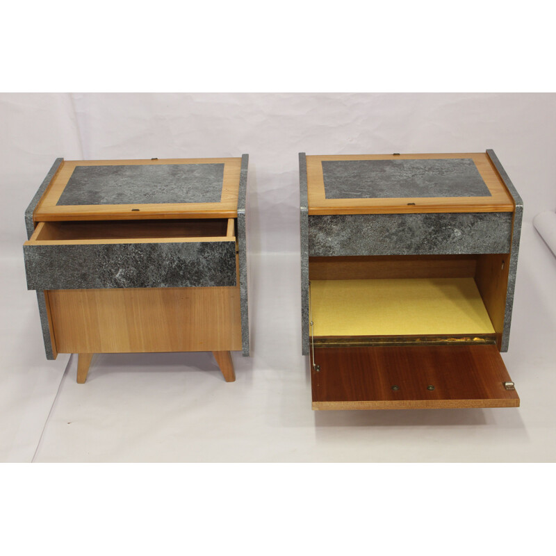 Pair of vintage bedside tables France 1950s