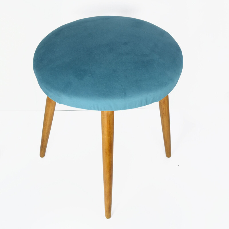 Vintage stool turquoise zydel upholstered Germany, 1960s