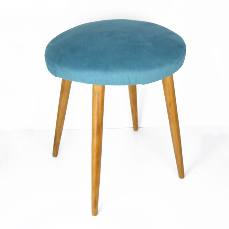 Vintage stool turquoise zydel upholstered Germany, 1960s
