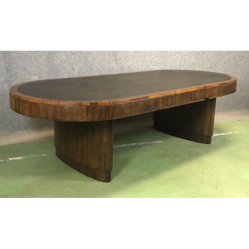 Vintage large dining table Art Deco in mahogany 1930s