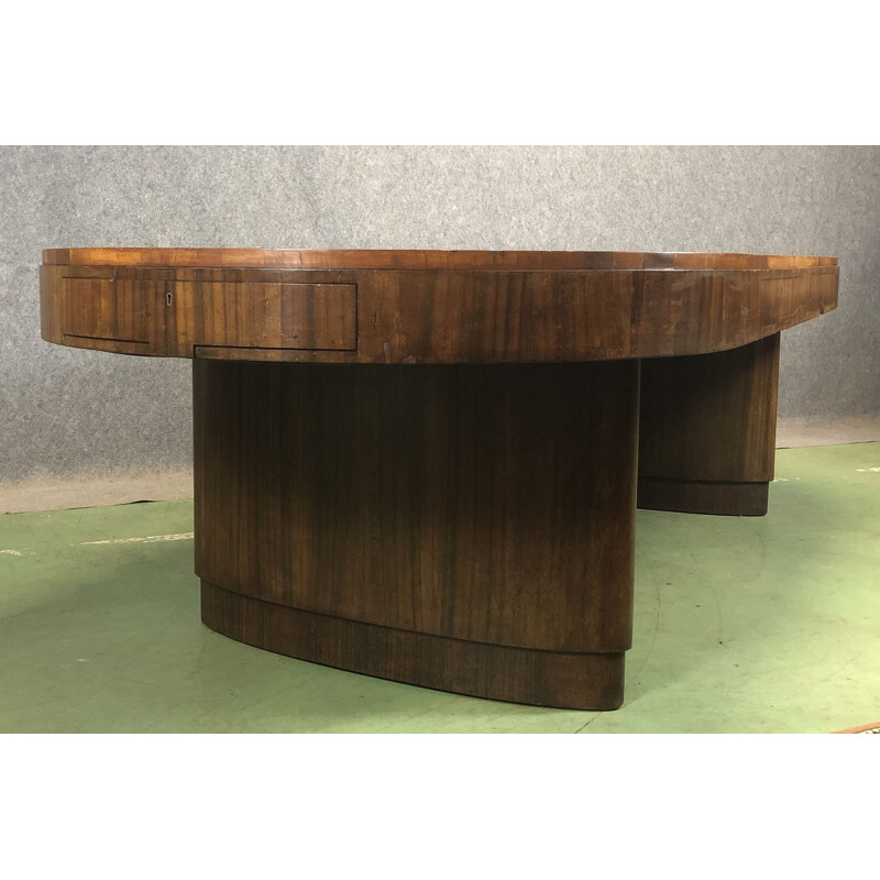 Vintage large dining table Art Deco in mahogany 1930s