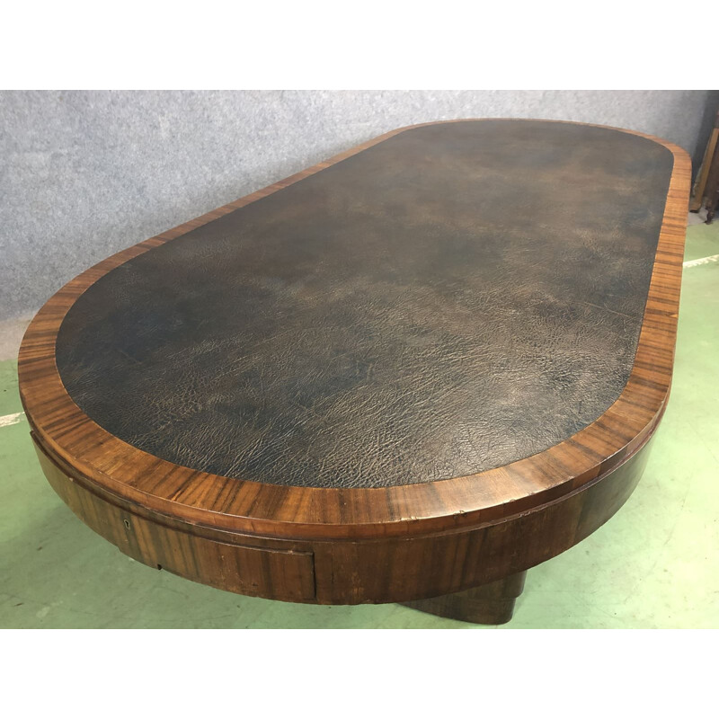 Vintage large dining table Art Deco in mahogany 1930s