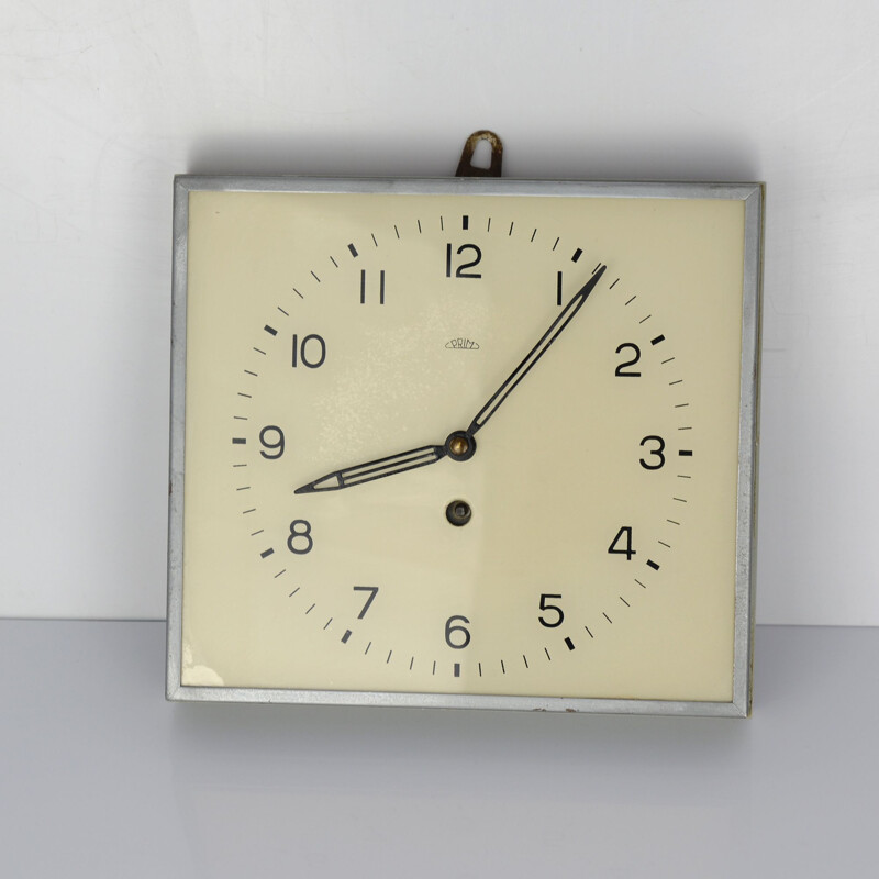 Vintage mechanical wall clock by Prim Czechoslovakia 1930s