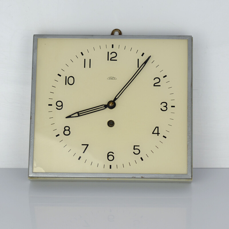 Vintage mechanical wall clock by Prim Czechoslovakia 1930s