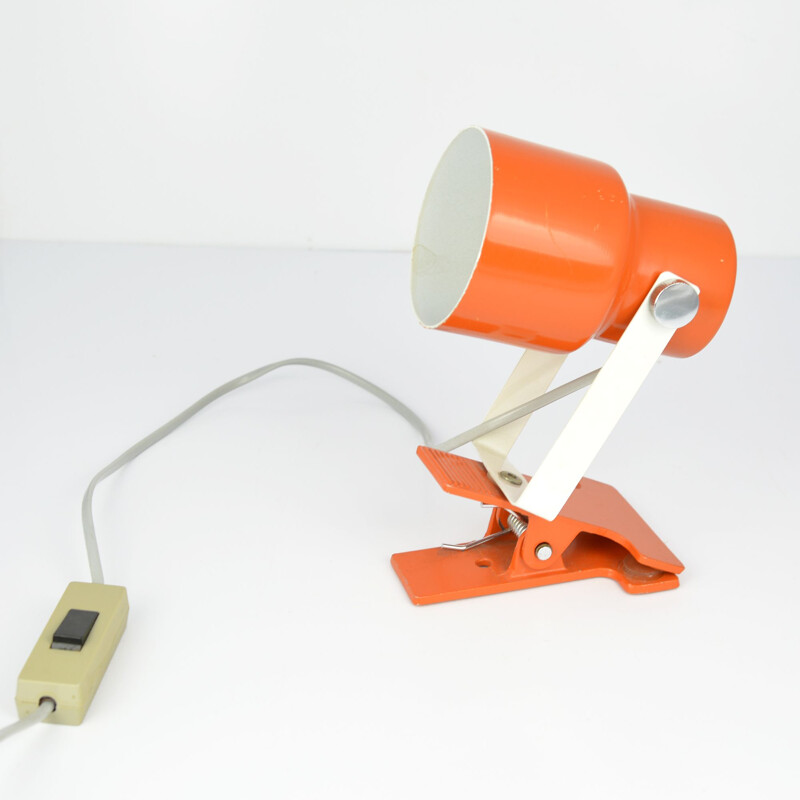 Small vintage clip lamp orange by Lidokov Czechoslovakia 1970s