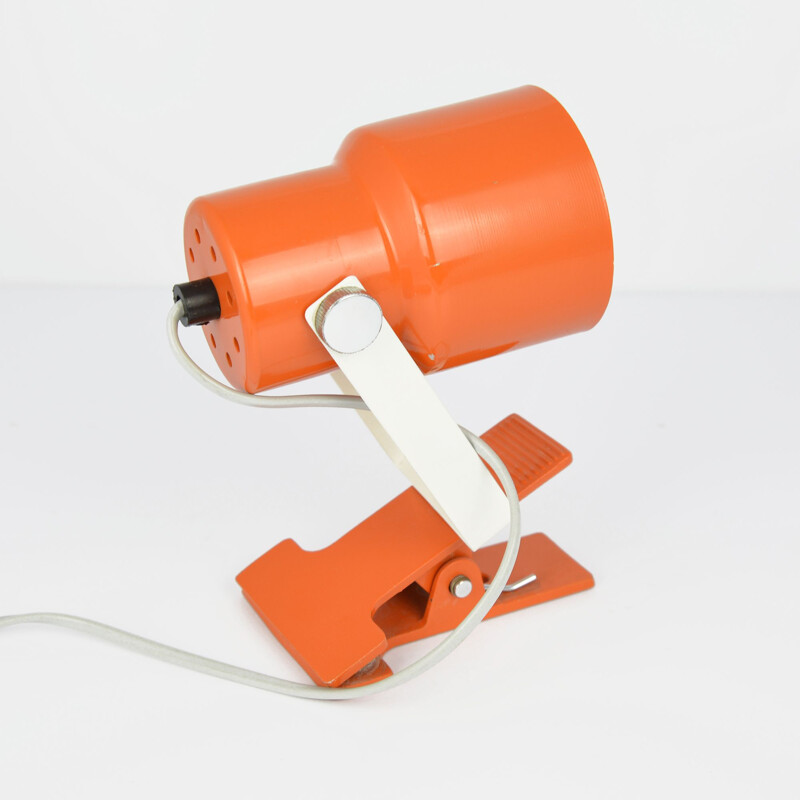 Small vintage clip lamp orange by Lidokov Czechoslovakia 1970s