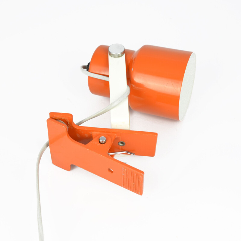 Small vintage clip lamp orange by Lidokov Czechoslovakia 1970s