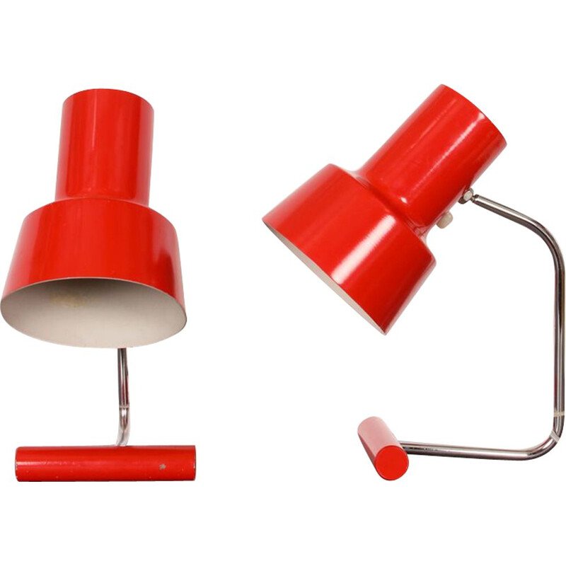 Paire de lampes vintage à poser pour Napako en métal rouge 1970