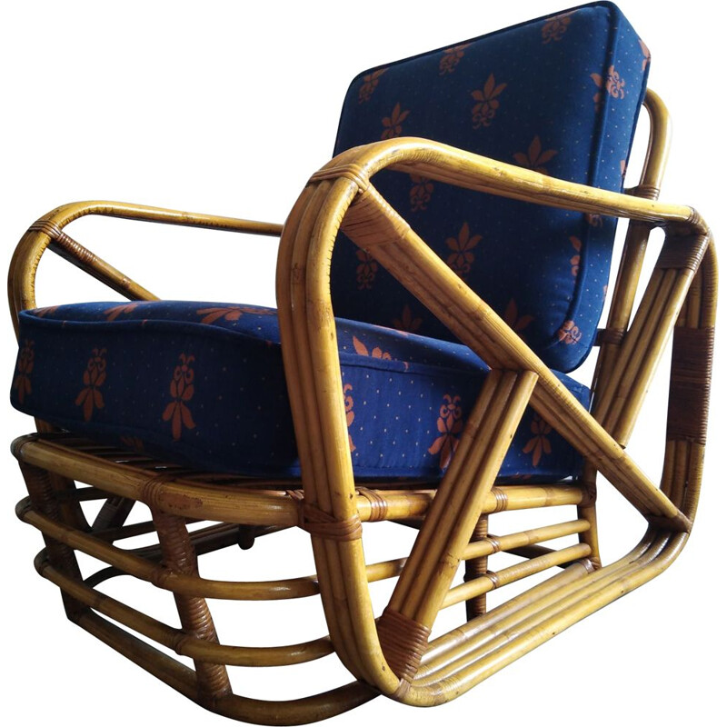 Vintage Paul Frankl lounge chair in bambou 1950s