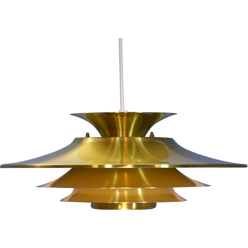 Vintage danish pendant in brass-coated aluminium 1970s