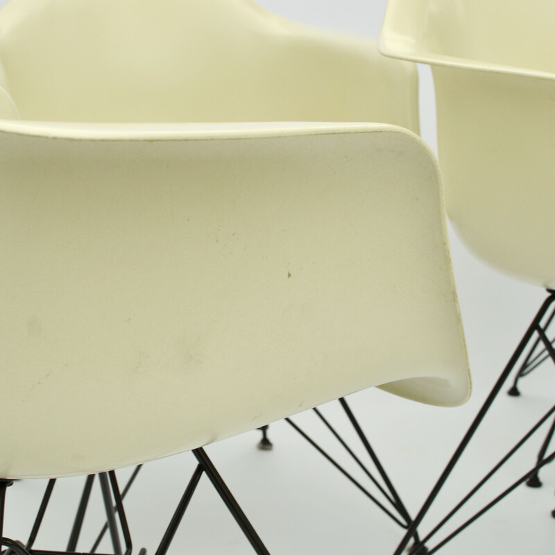 Set of 6 vintage Eames Fiberglass Arm Chairs DAR