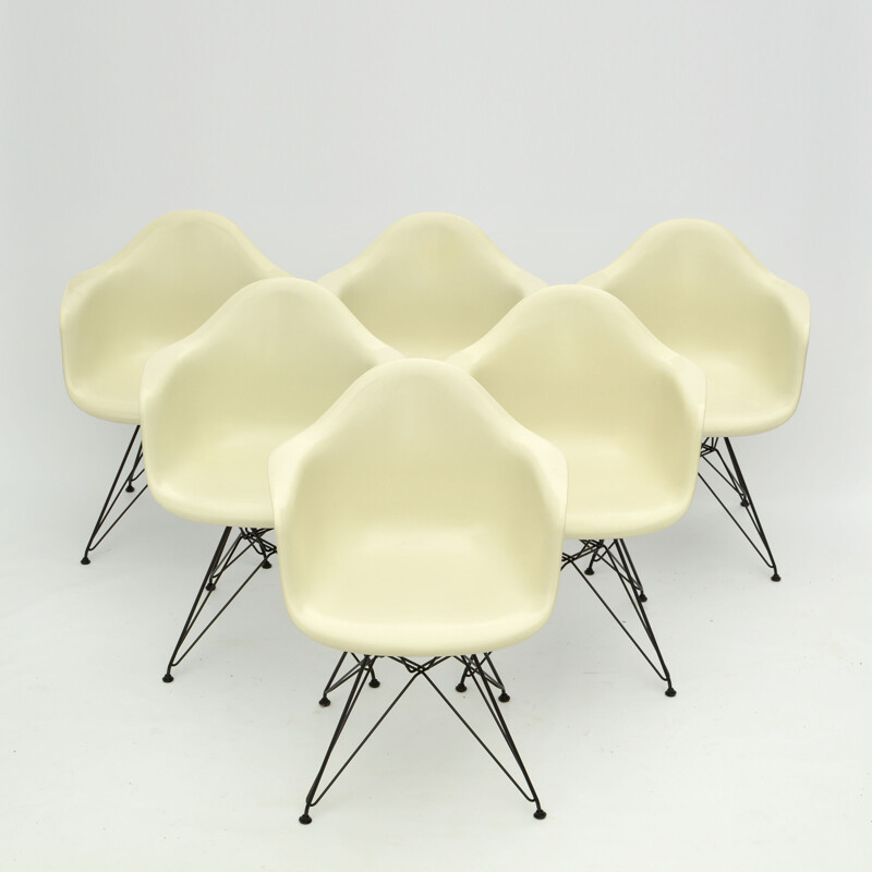 Set of 6 vintage Eames Fiberglass Arm Chairs DAR