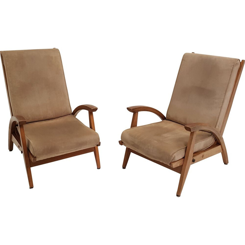 Pair of fS 134 tilted vintage armchairs by Guy Besnard for Free Span