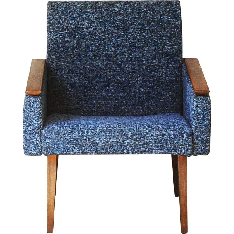 Fauteuil vintage en laine bleu 1950