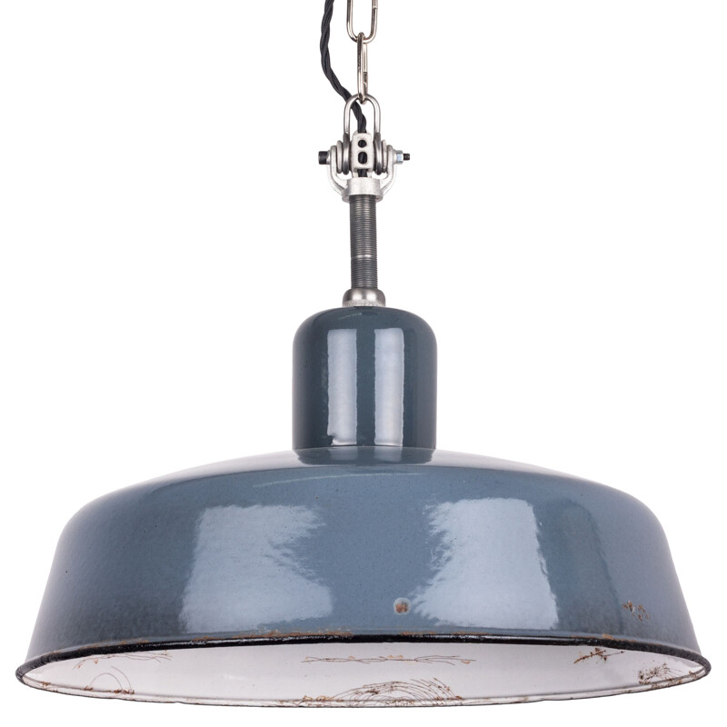 Vintage Industrial Blue-Grey Pendant Lamp from Siemens