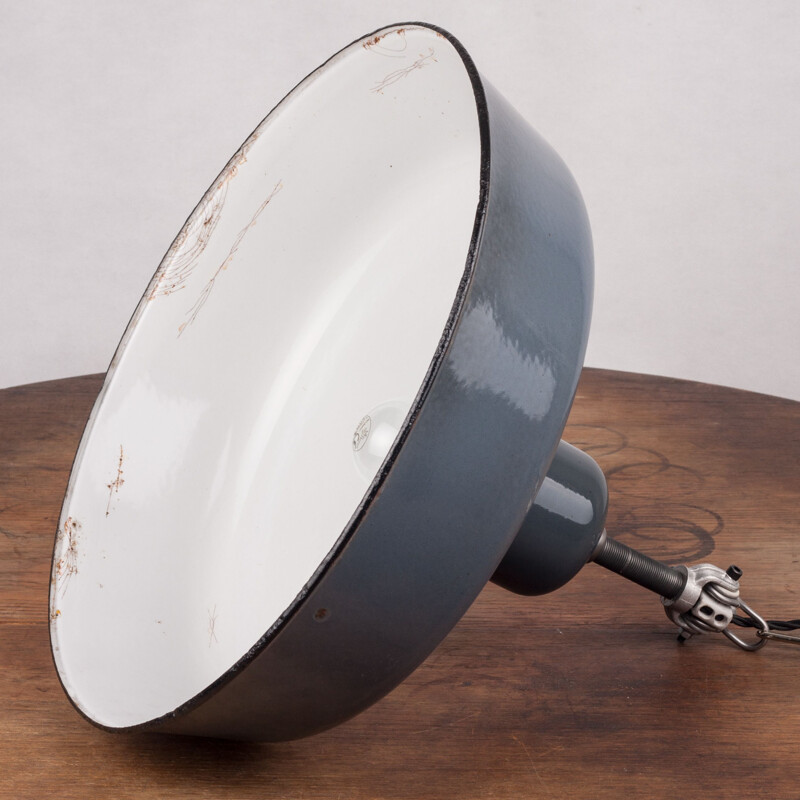 Vintage Industrial Blue-Grey Pendant Lamp from Siemens