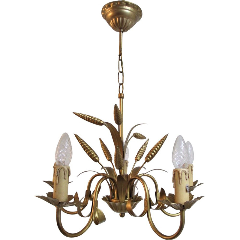 Vintage wheat sheaf chandelier, 1960s