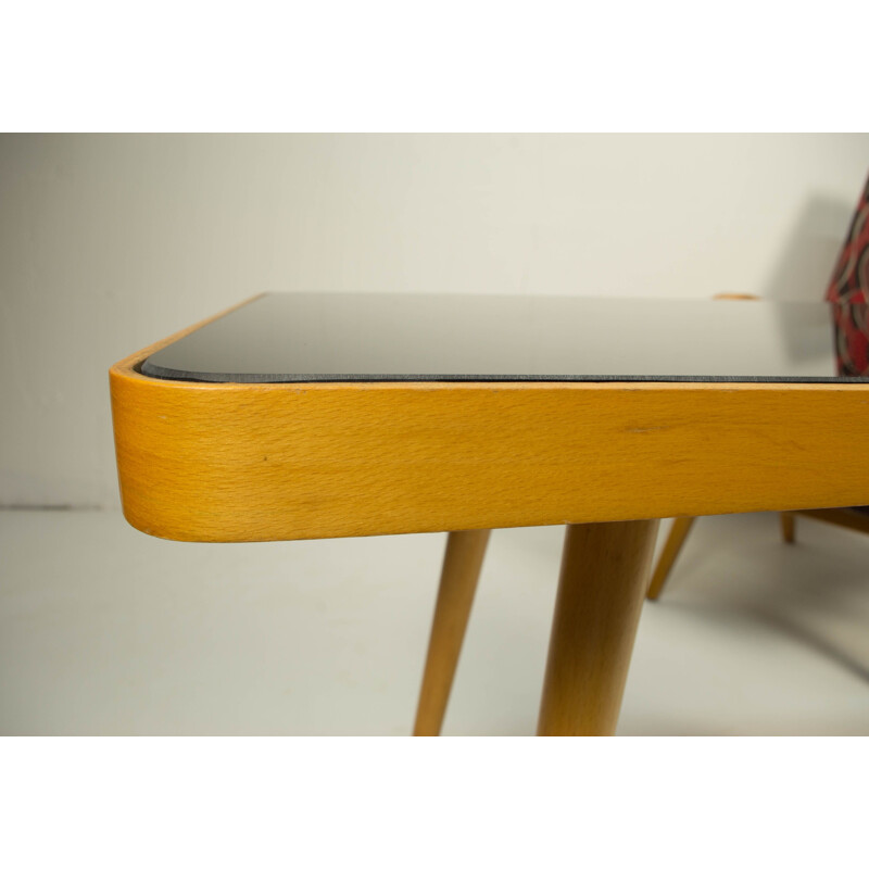 Vintage black glass coffee table by Jiri Jiroutek, 1960