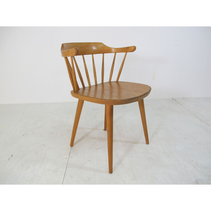 Vintage,birch Scandinavian side chair, 1950s