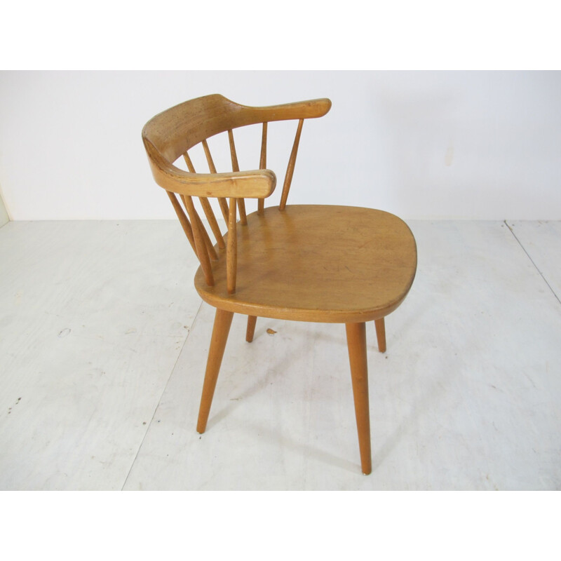Vintage,birch Scandinavian side chair, 1950s