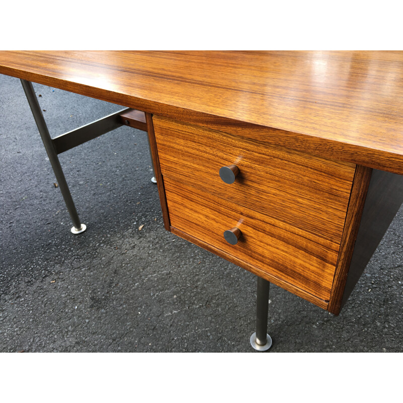 Vintage rosewood & steel desk by Alfred Hendrickx for Belform