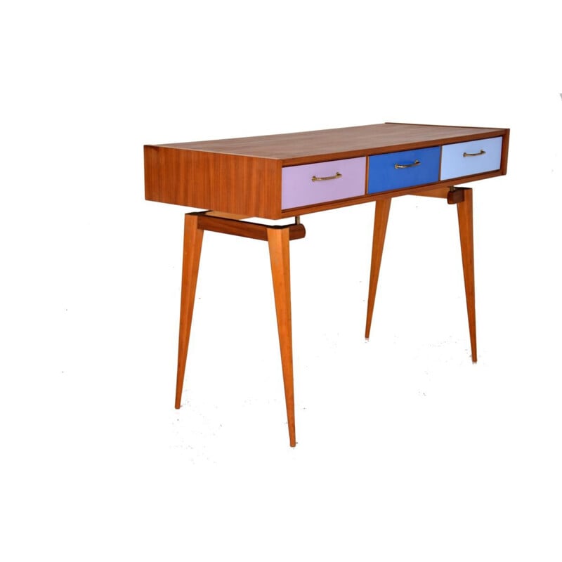 Scandinavian vintage wooden and melaminate desk 1960