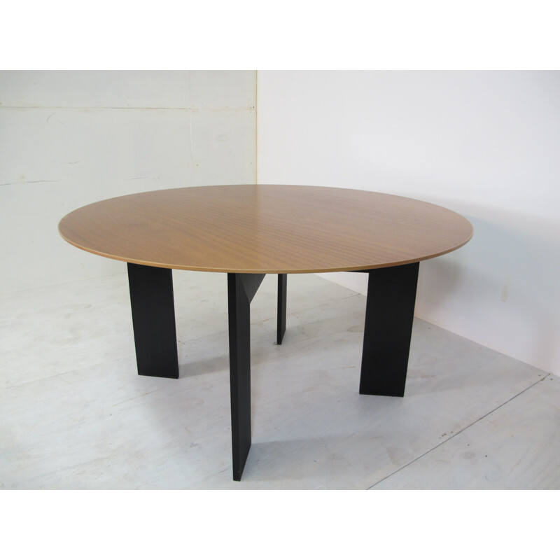 Vintage teak and black aluminum table by Cini Boeri for Rosenthal, Germany 1980