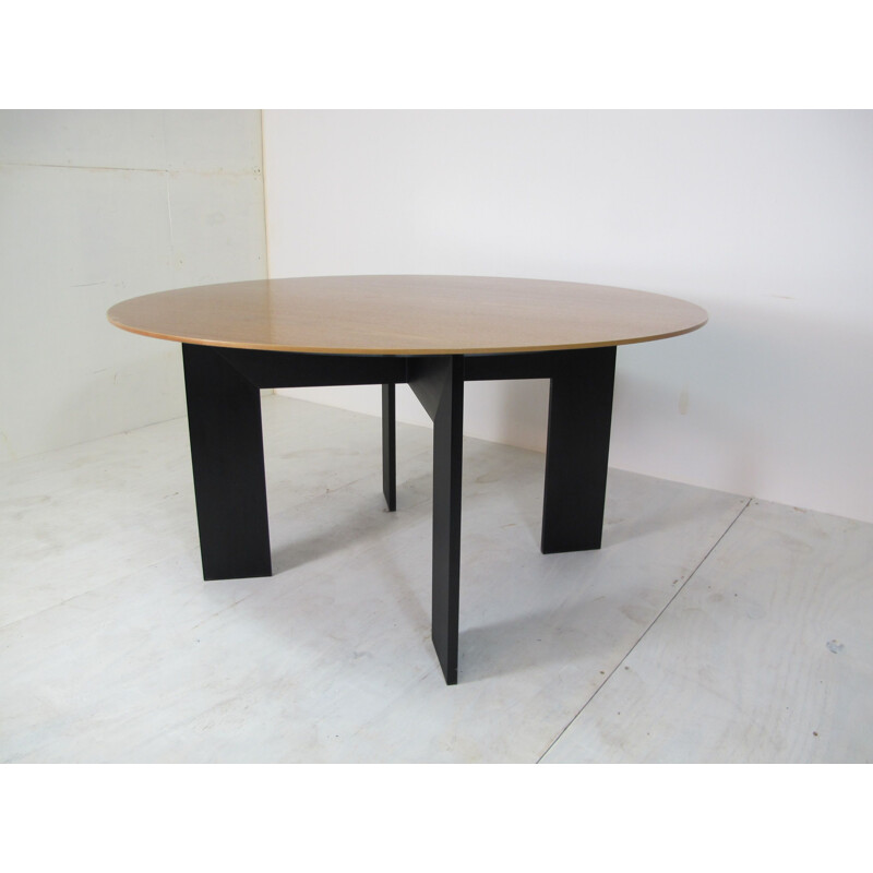 Teca vintage e mesa de alumínio preto da Cini Boeri para Rosenthal, Alemanha 1980