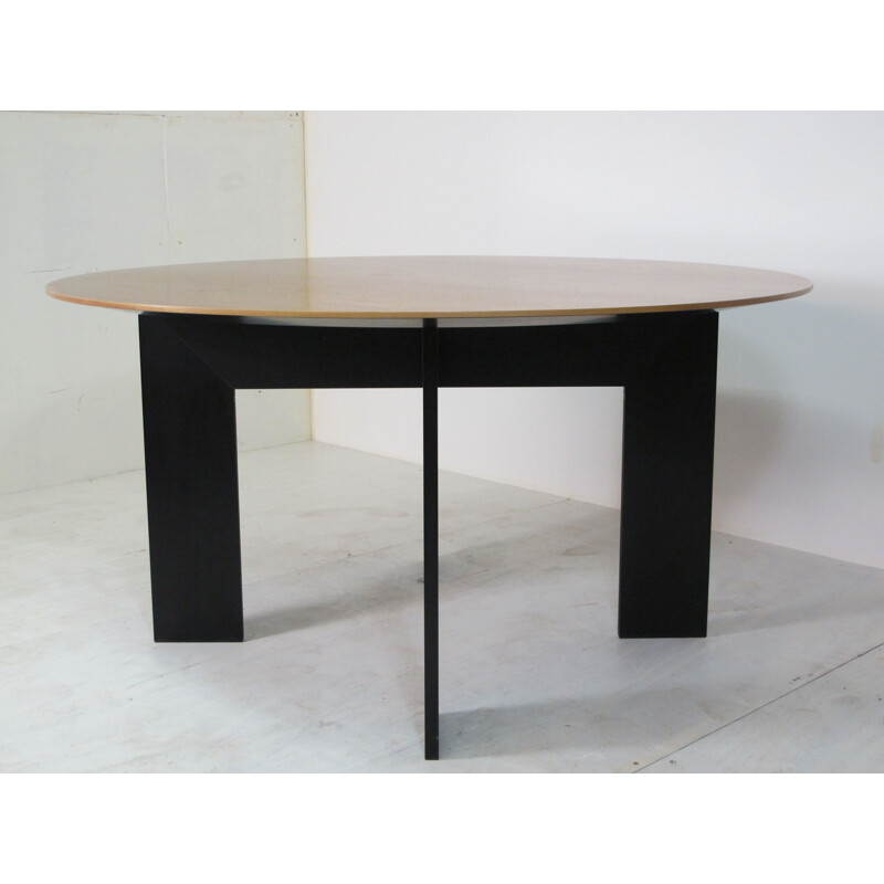 Teca vintage e mesa de alumínio preto da Cini Boeri para Rosenthal, Alemanha 1980