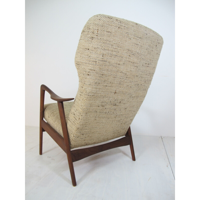 Vintage teak and wool lounge chair for Westnofa, Norway 1950