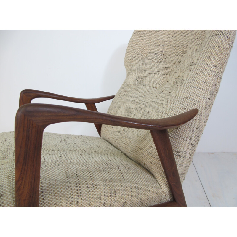 Vintage teak and wool lounge chair for Westnofa, Norway 1950