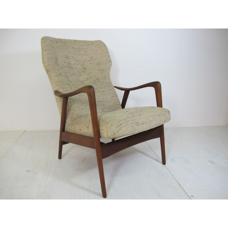 Vintage loungestoel in teak en wol voor Westnofa, Noorwegen 1950