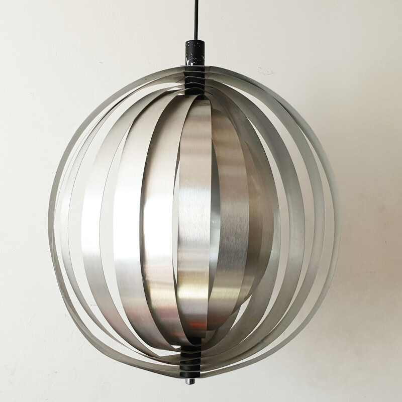 Vintage hanging lamp in silver steel 1960