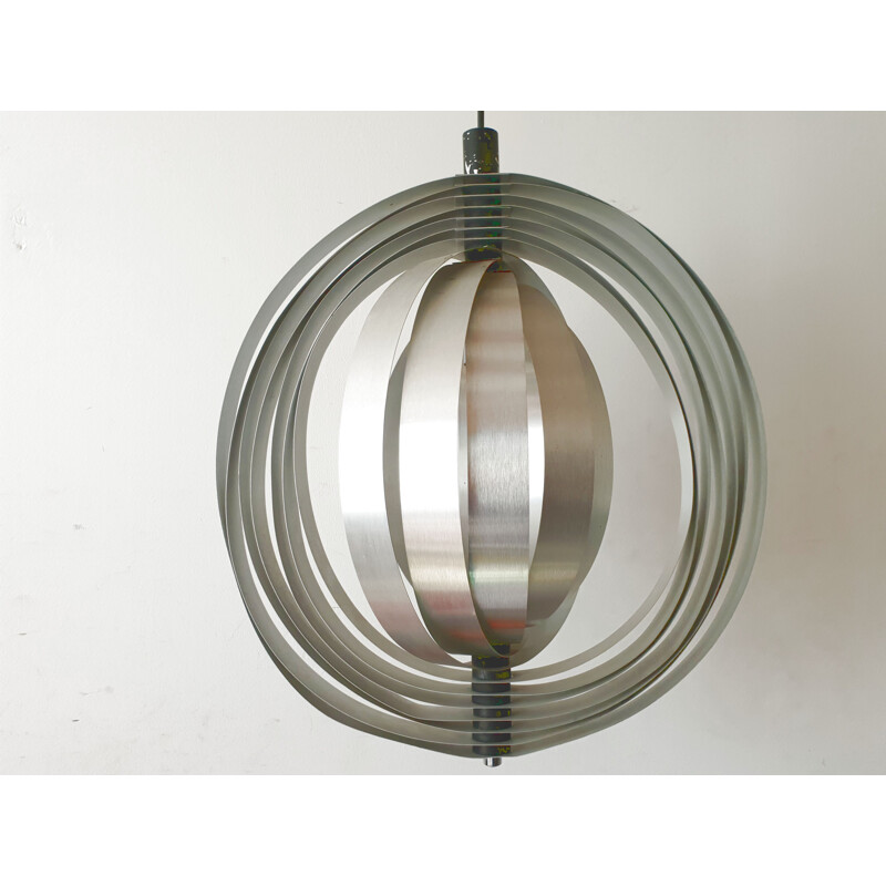 Vintage hanging lamp in silver steel 1960