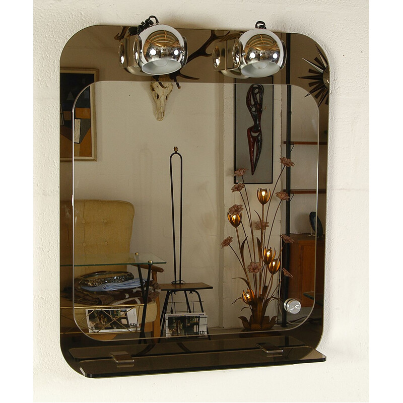 Vintage italian mirror for Veca in glass and chrome 1970s