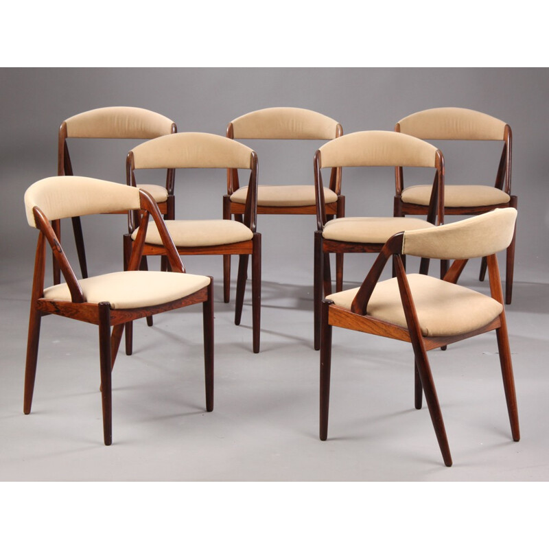 6 Danish chairs, Kai KRISTIANSEN - 1960s