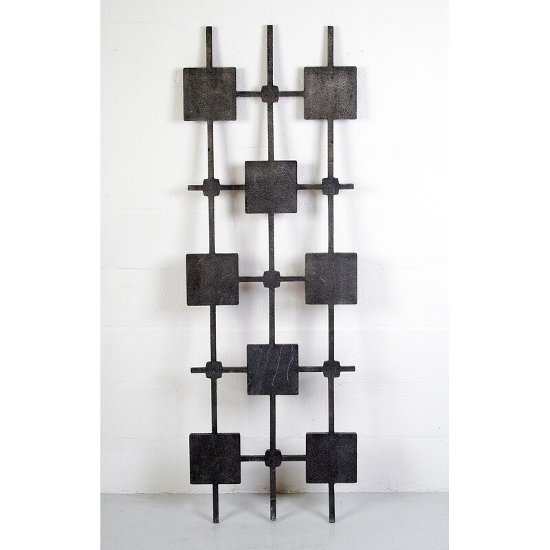 Vintage brutalist room divider in cast aluminium 1960s