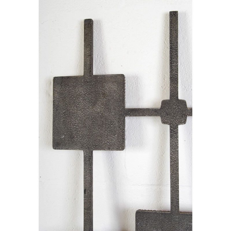 Vintage brutalist room divider in cast aluminium 1960s