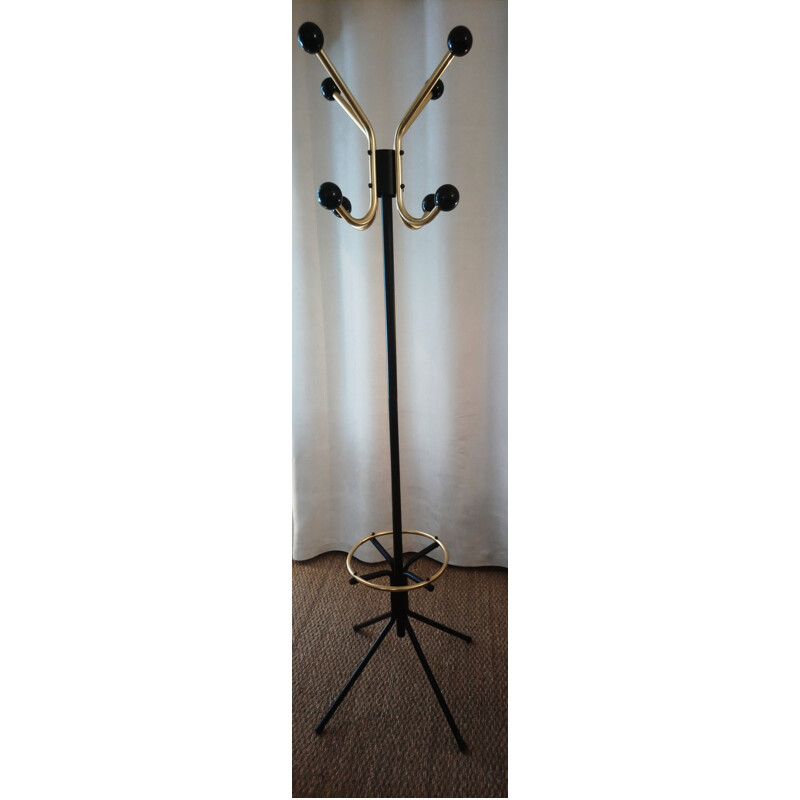 Vintage coat hanger in black and gold tubular metal 1960