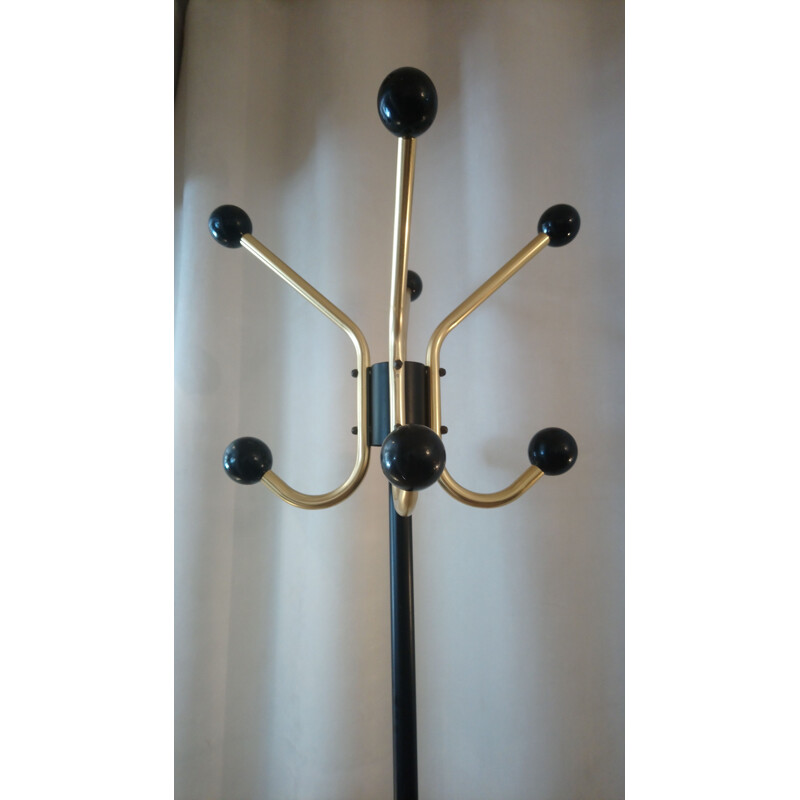 Vintage coat hanger in black and gold tubular metal 1960