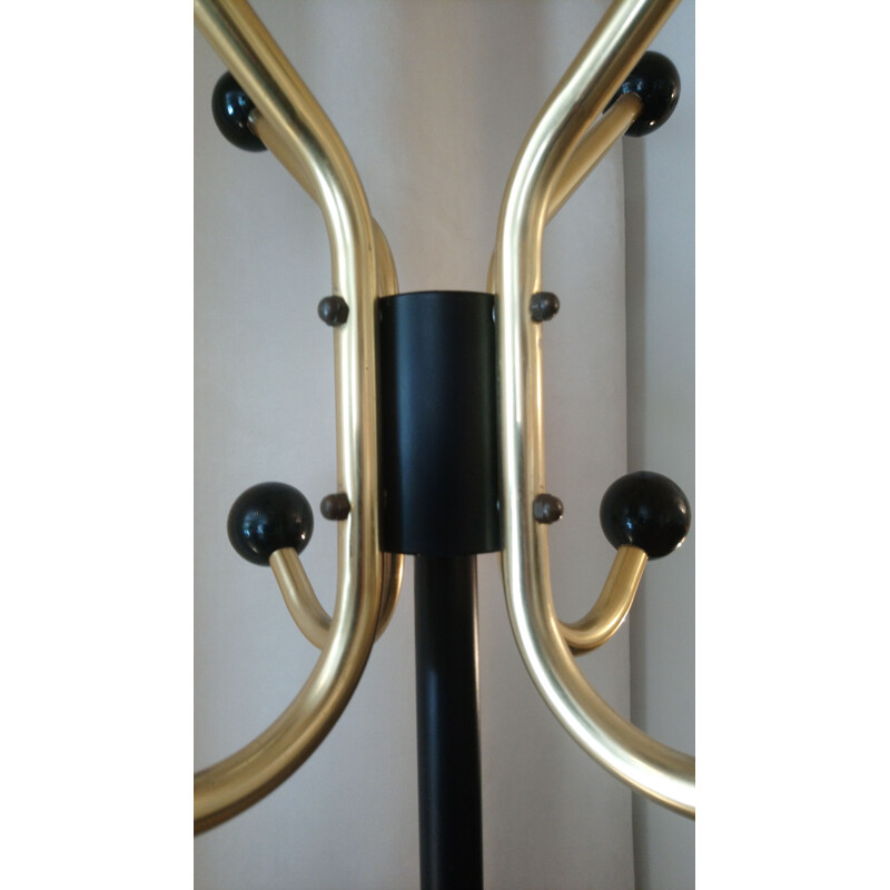 Vintage coat hanger in black and gold tubular metal 1960