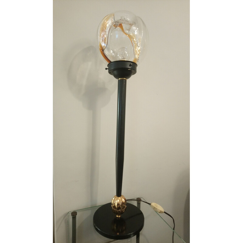 Italian vintage lamp in Murano glass and metal 1960