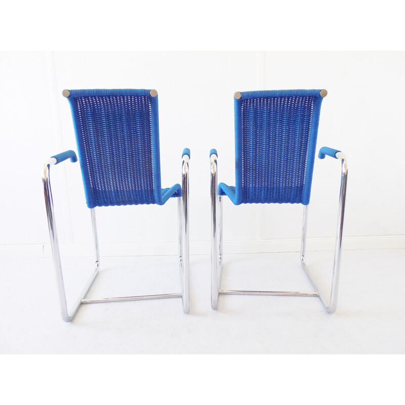Pair of vintage D25 chairs for Tecta in blue 