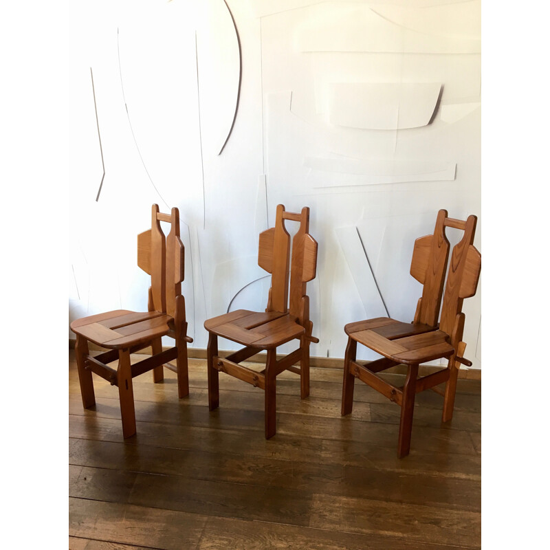 Suite de 6 chaises vintage en bois de teck 1970